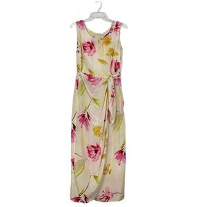 August Hale VTG Silk Floral Faux Wrap Dres…